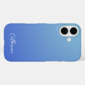 青グラデーショモダンンミニマルスクリプトの種類 Case-Mate iPhoneケース (裏面 (横))