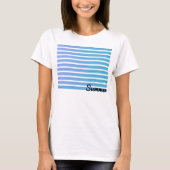 青グラデーションいストライプ夏 Tシャツ (正面)