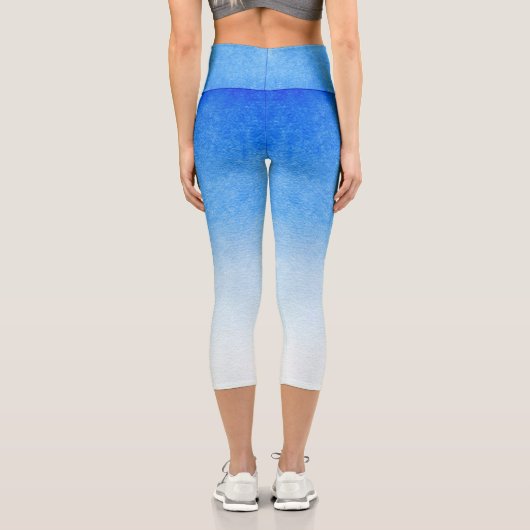 青グラデーションと白の夢のような色合いにダイビング カプリレギンス (裏面)