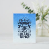 青グラデーションと白の夢のような色合いにダイビング ポストカード (スタンド正面)