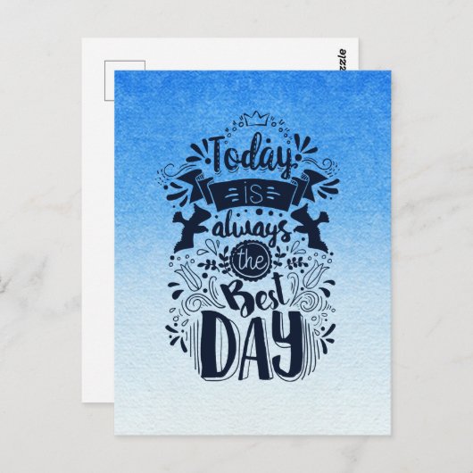 青グラデーションと白の夢のような色合いにダイビング ポストカード (正面/裏面)