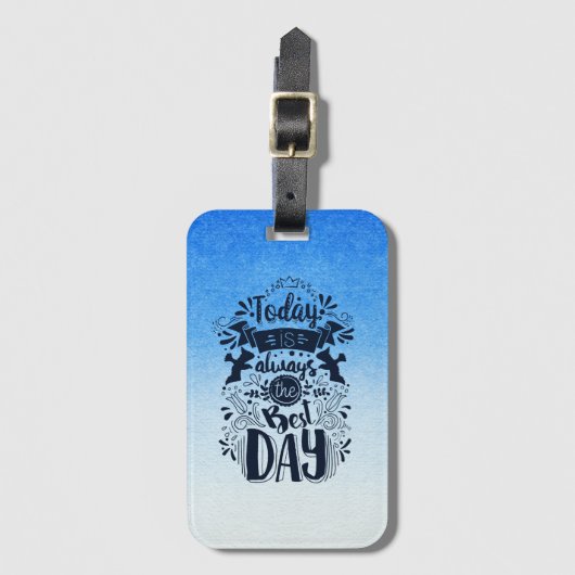 青グラデーションと白の夢のような色合いにダイビング ラゲッジタグ (正面縦)