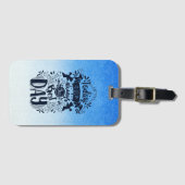 青グラデーションと白の夢のような色合いにダイビング ラゲッジタグ (正面横)