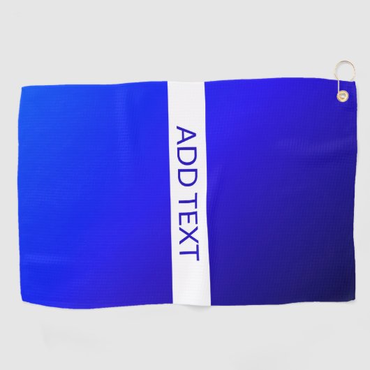 青グラデーションと編集可能文字オン白ストライプ色 ゴルフタオル