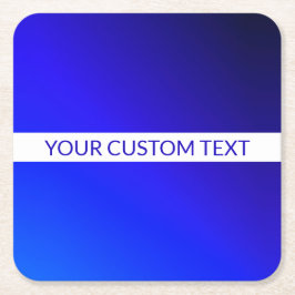 青グラデーションと編集可能文字オン白ストライプ色 スクエアペーパーコースター