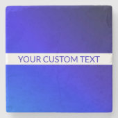青グラデーションと編集可能文字オン白ストライプ色 ストーンコースター (正面)