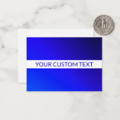 青グラデーションと編集可能文字オン白ストライプ色 ノートカード (正面/裏面インサイチュ)