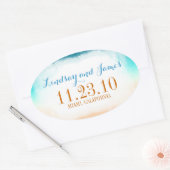 青グラデーションバニラ結婚式用シール 楕円形シール (封筒)