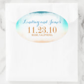 青グラデーションバニラ結婚式用シール 楕円形シール (バッグ)