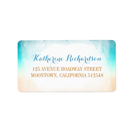 青グラデーションバ結婚ニラ住所 シール (正面)