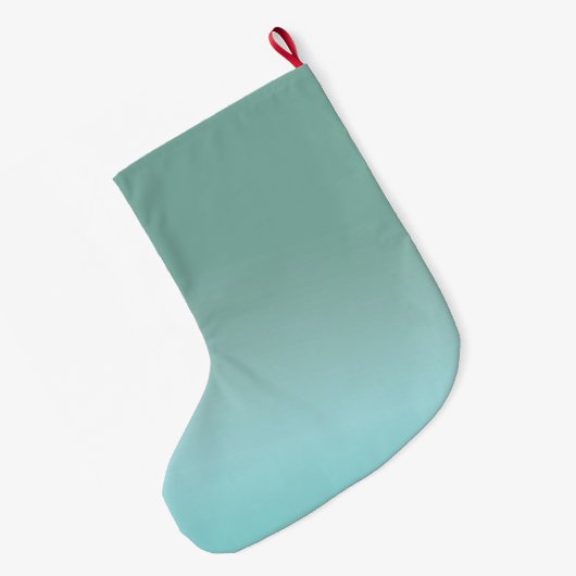 青グラデーションパーソナライズされた ラージクリスマスストッキング (裏面 (吊り時))