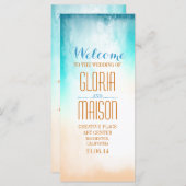 青グラデーションビーチ結婚式 プログラム (正面/裏面)