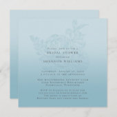 青グラデーションフローラブライダルシャワー 招待状 (正面/裏面)