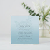 青グラデーションフローラブライダルシャワー 招待状 (スタンド正面)