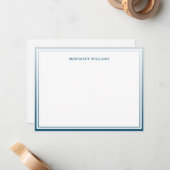 青グラデーション二縁どプロフェッショナルモダン ノートカード (正面/裏面インサイチュ)