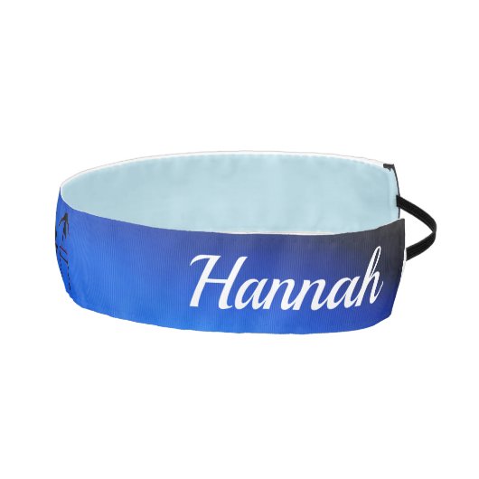 青グラデーション体操イベントヘッドバンドと彼女の名前! アスレチックヘッドバンド (右)