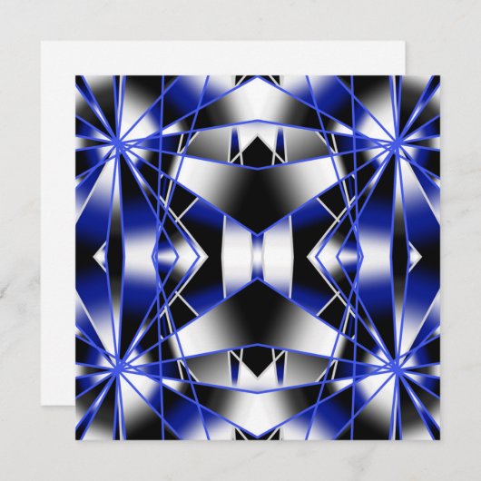 青グラデーション塗り潰し機械スケッチモザイク シーズンカード (正面/裏面)