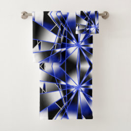 青グラデーション塗り潰し機械スケッチモザイク バスタオルセット