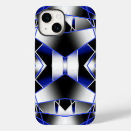 青グラデーション塗り潰し機械スケッチモザイク Case-Mate iPhone 14ケース