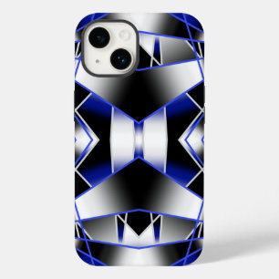 青グラデーション塗り潰し機械スケッチモザイク Case-Mate iPhone 14ケース