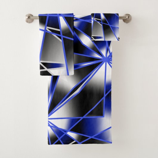 青グラデーション塗り潰し機械的スケッチモザイク バスタオルセット (インサイチュ)