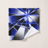 青グラデーション塗り潰し機械的スケッチモザイク バスタオルセット (ウォッシュタオル)