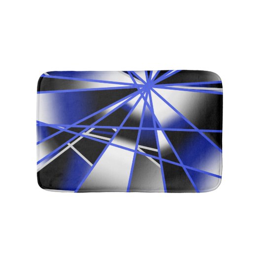 青グラデーション塗り潰し機械的スケッチモザイク バスマット (正面)