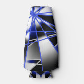 青グラデーション塗り潰し機械的スケッチモザイク ボトルクーラー (正面)