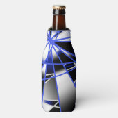 青グラデーション塗り潰し機械的スケッチモザイク ボトルクーラー (ボトル正面)