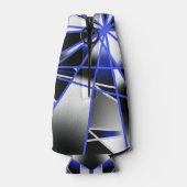 青グラデーション塗り潰し機械的スケッチモザイク ボトルクーラー (裏面)