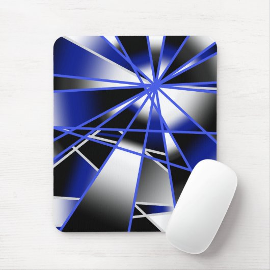 青グラデーション塗り潰し機械的スケッチモザイク マウスパッド (マウス)