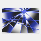 青グラデーション塗り潰し機械的スケッチモザイク ラッピングペーパーシート (正面2)