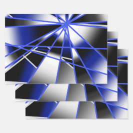 青グラデーション塗り潰し機械的スケッチモザイク ラッピングペーパーシート