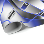 青グラデーション塗り潰し機械的スケッチモザイク ラッピングペーパー (ロールコーナー)