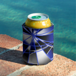 青グラデーション塗り潰し機械的スケッチモザイク 缶クーラー