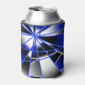 青グラデーション塗り潰し機械的スケッチモザイク 缶クーラー (缶正面)