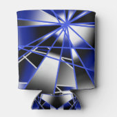 青グラデーション塗り潰し機械的スケッチモザイク 缶クーラー (裏面)