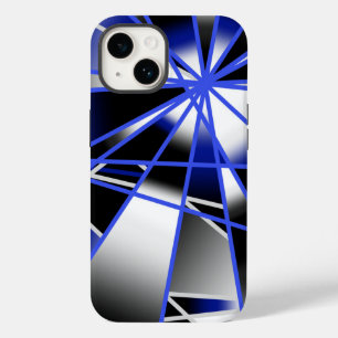 青グラデーション塗り潰し機械的スケッチモザイク Case-Mate iPhone 14ケース