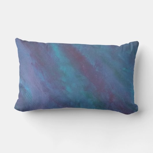 青グラデーション抽象芸術 |ターコイズティール(緑がかった色)紫 ランバークッション (裏面)