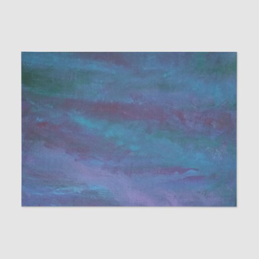 青グラデーション抽象芸術 |ターコイズティール(緑がかった色)紫 薄葉紙 (正面)