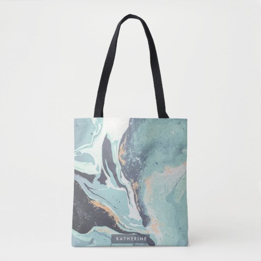 青グラデーション抽象芸術 トートバッグ (正面)