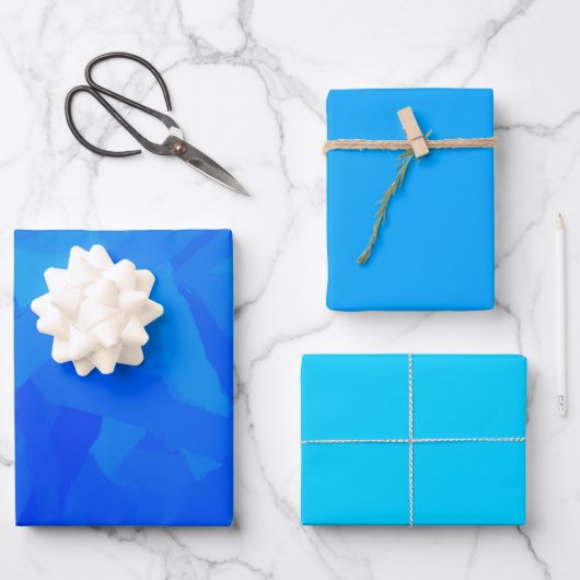 青グラデーション抽象芸術 ラッピングペーパーシート (正面)