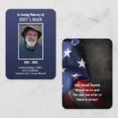 青グラデーション旗祈りの言葉写真カード 名刺 (正面/裏面)