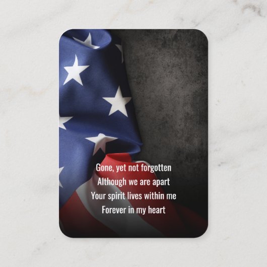 青グラデーション旗祈りの言葉写真カード 名刺 (裏面)