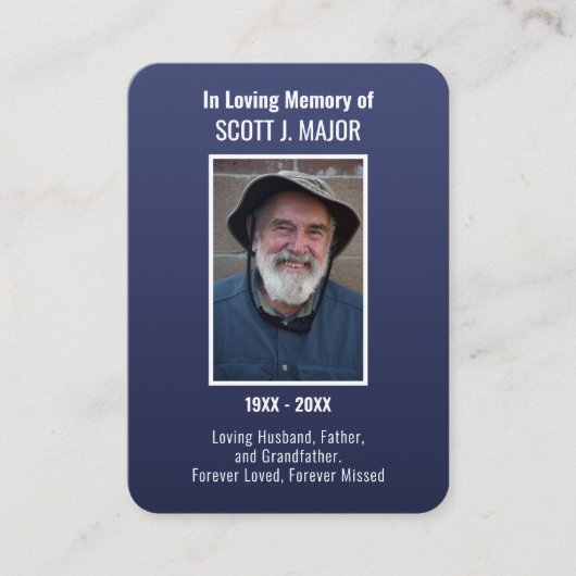 青グラデーション旗祈りの言葉写真カード 名刺 (正面)