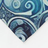 青グラデーション曼荼羅デザイン2 フリースブランケット (角)