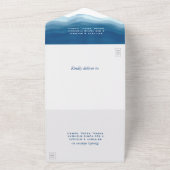 青グラデーション水彩波We Do 結婚's オールインワン招待状 (外側)