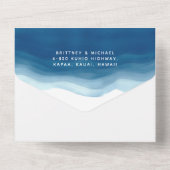 青グラデーション水彩波We Do 結婚's オールインワン招待状 (裏面)