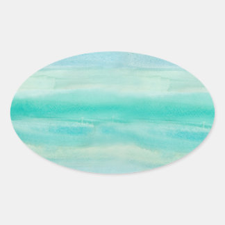 青グラデーション水洗模様 楕円形シール