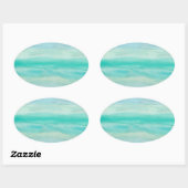 青グラデーション水洗模様 楕円形シール (シート)